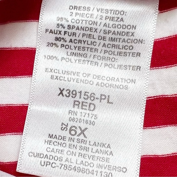 Bonnie Jean Candy Striped Dress With Shimmer Dots & Faux Fur Trim - Picture 4 of 5